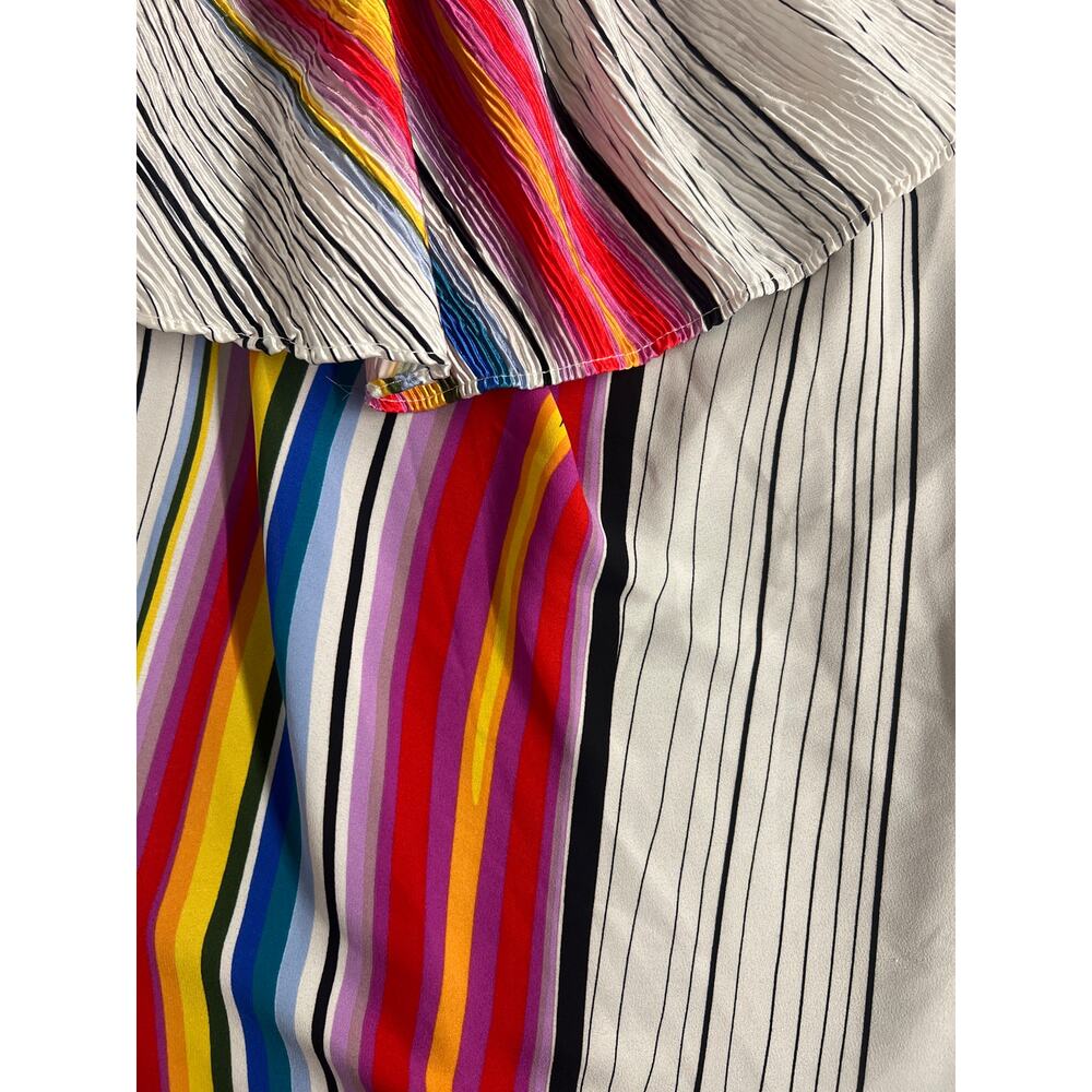 RTR Rachel Roy Plus Size 1X Multicolor Stripe Flounce One Shoulder Midi Dress - Picture 6 of 6